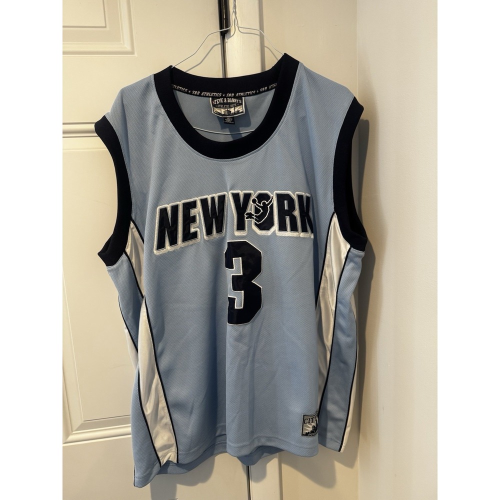 Vintage Steve And Barry's New York Basketball jersey #3 Embroidered Blue XL Y2K‎